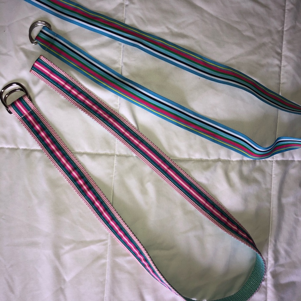 Striped Multi-colored Double D-ring Belts